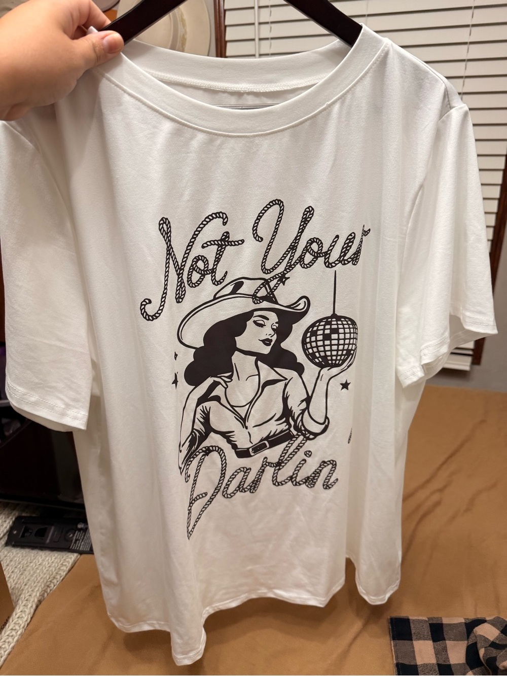 SHEIN White Graphic 'Not Your Darlin' Short Sleeve Tee